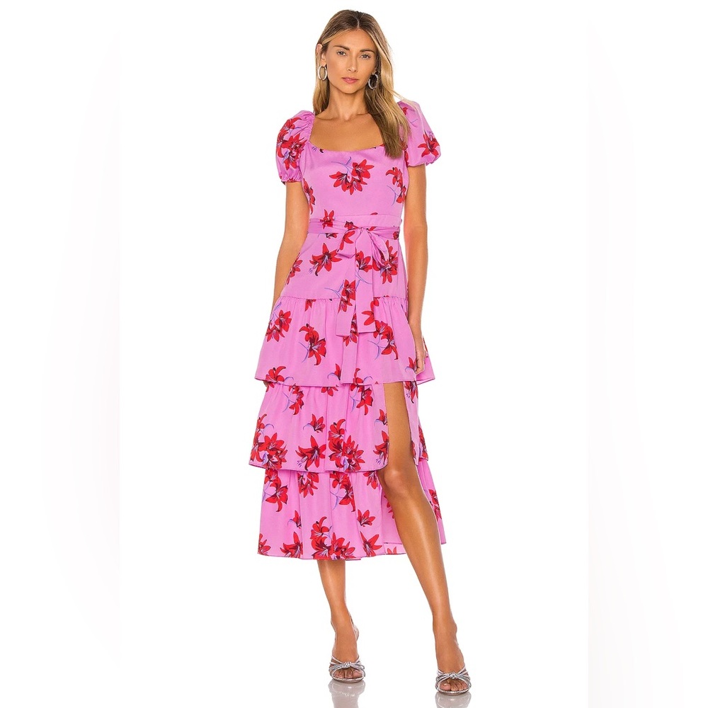 LIKLEY pink floral midi